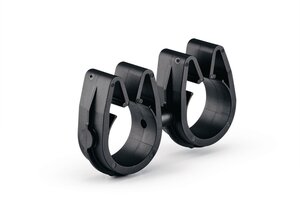 A rotatable dual routing clip that keeps two routings secured and separated.