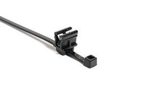 Cable tie with edge clip eliminates the need for drilling mounting holes, simplifying installation.