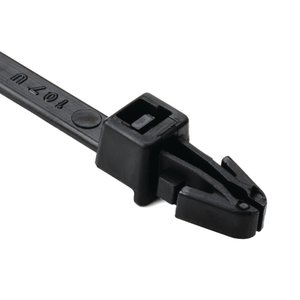 The arrowhead design of this push mount cable tie inserts easily and locks securely in place.