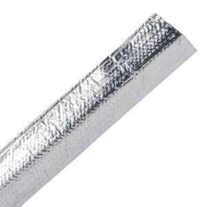 Aluminum laminated fiberglass sleeving reflects radiant heat away from sensitive contents inside the tubing.