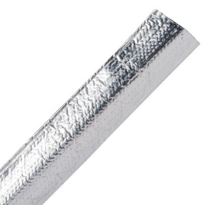 Aluminum laminated fiberglass sleeving reflects radiant heat away from sensitive contents inside the tubing.