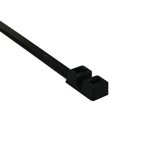 Double-head cable ties feature a dual locking design to secure two bundles at once.