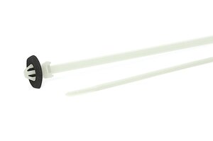 Abraçadeira de fixação de 1 peça com cabeça de flecha para orifícios redondos, vedado.