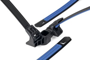 Soft Grip Cable Tie assembled with Soft Grip Mount for studs (weld stud).
