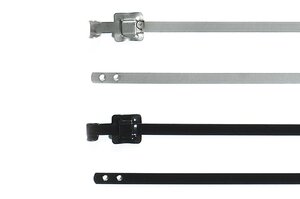 MLT-Series. Releasable stainless steel buckle tie with and without coating.