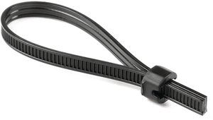 The outside serrated strap is suitable for sensitive surfaces and can be used for bundling and fixing of cables, pipes and hoses, as well as for bag sealing.