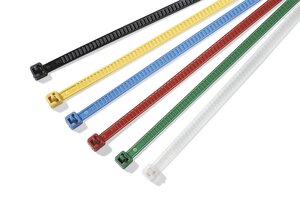LR55 kabelbindere er genoplukkelige og ideelle til farvemærkning.