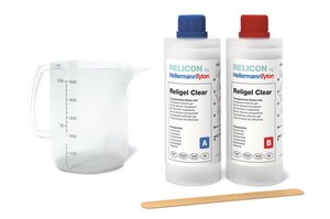 RELICON Religel klar, transparent og varmebestandig to-komponent silikone gel.